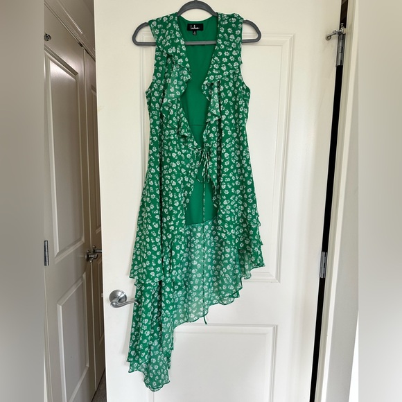 Lulus Green Floral Ruffled Wrap Midi Dress - Picture 5 of 5